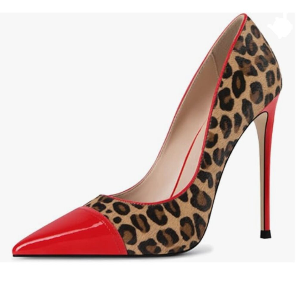 FSJ Red Sexy Leopard Printed Dress Shoes Pointy Toe High Heels Stilettos Pumps